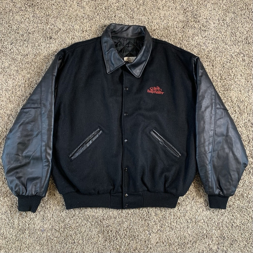 Vintage Steer Brand Easy Rider Jacket Motorcycle Leather Wool Coat Mens XXL USA
